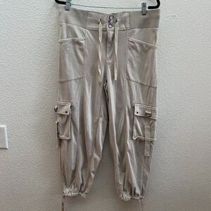 Free People Jogger Pant Semi Charmed Cargo Pockets High Waist XS Beige Khaki